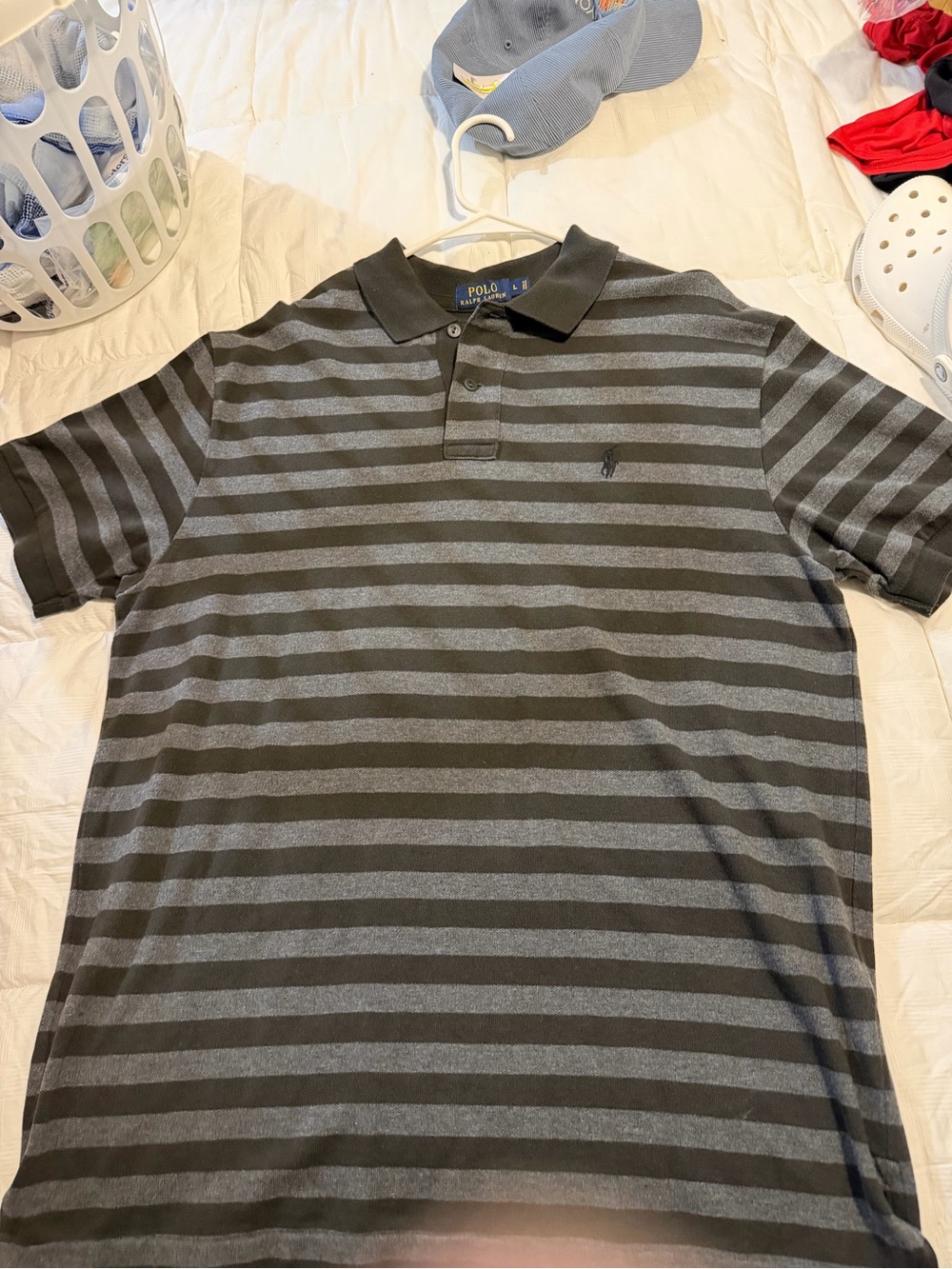 Polo by Ralph Lauren Men's Charcoal & Gray Striped Polo